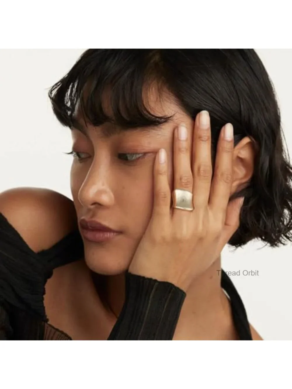 18K Gold Plated Open Band Ring Statement Ring Stackable Brass Ring